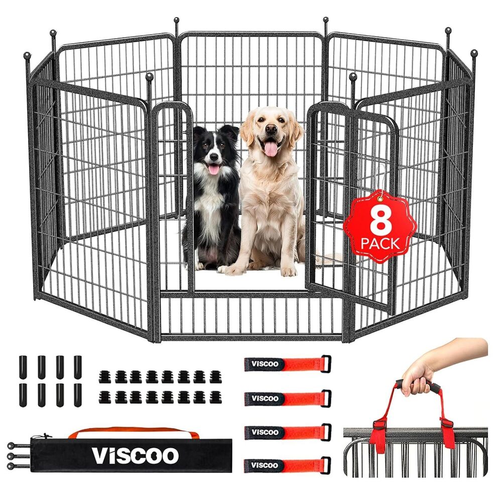 Dog Playpen Outdoor, 8 Panels 40" High Heavy Duty Metal Dog Pen, Pet Fence for